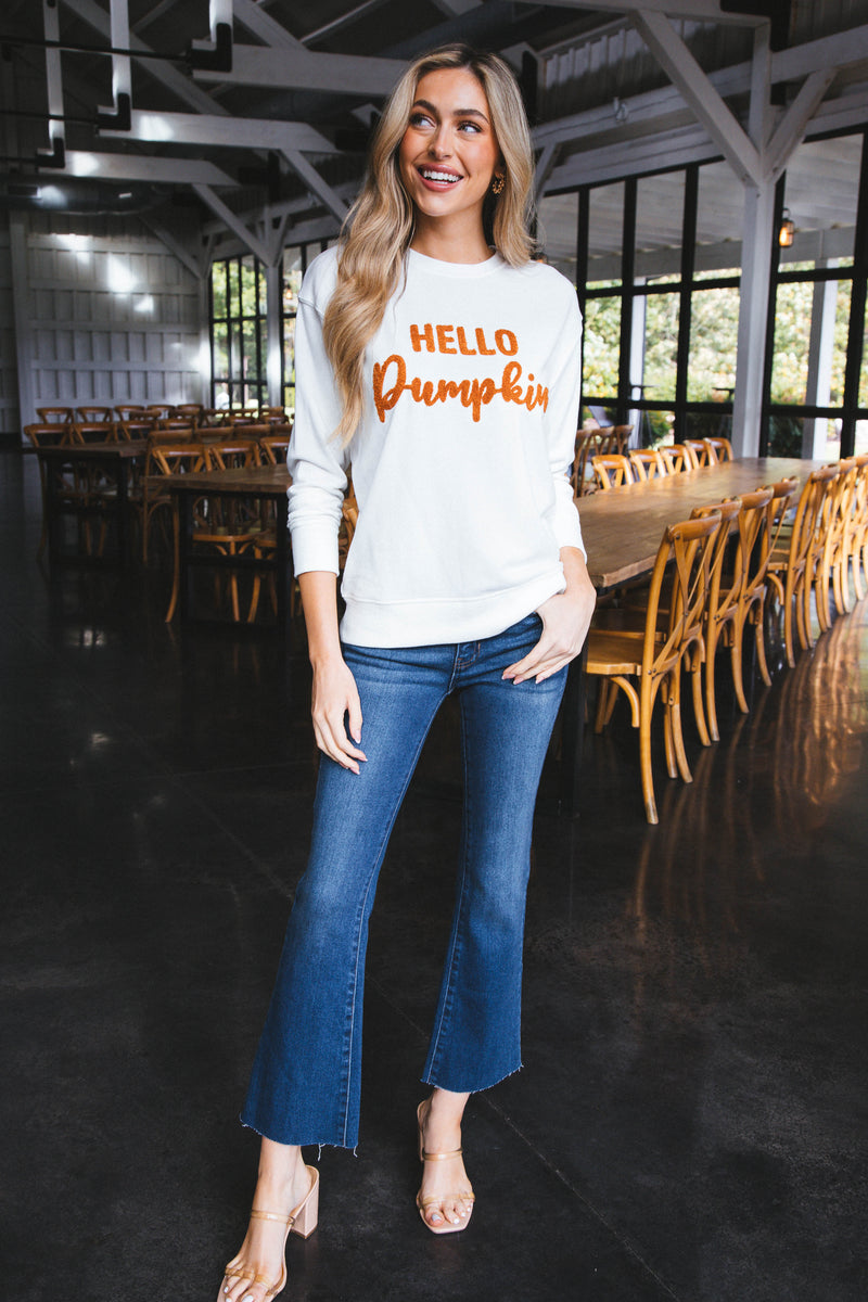 Blaire Hello Pumpkin Sweatshirt, White