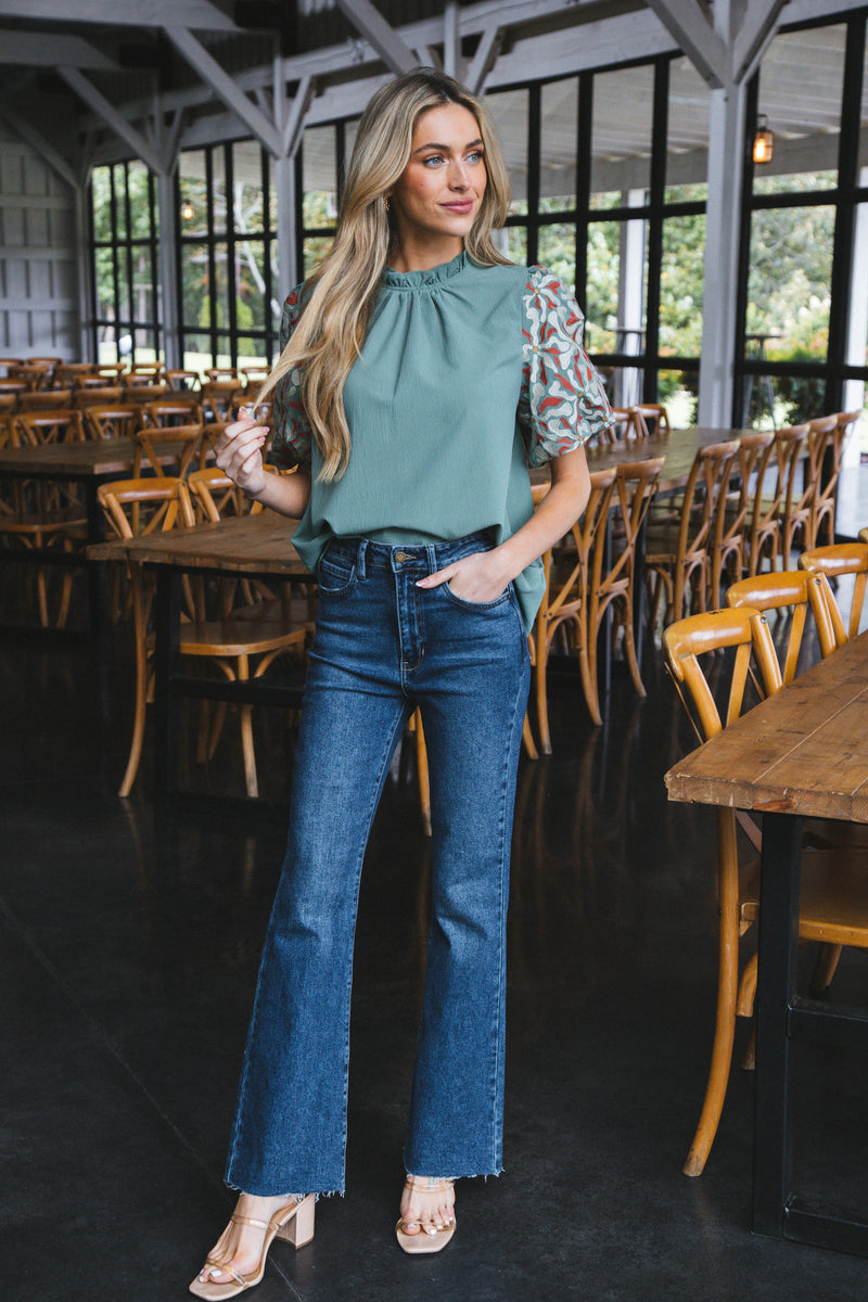Jackie Embroidered Top, Artichoke