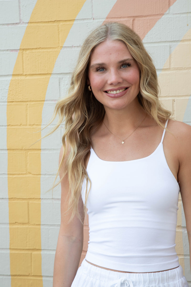 Lucille Double Layer Cropped Cami, White