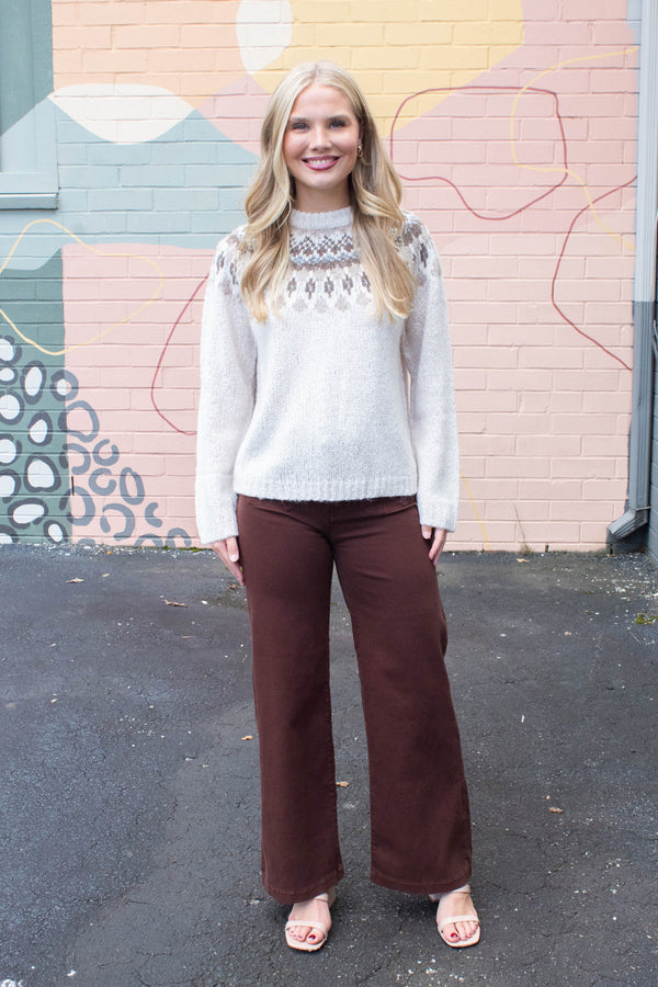 Margaret Fair Isle Pattern Sweater, Ivory Multi