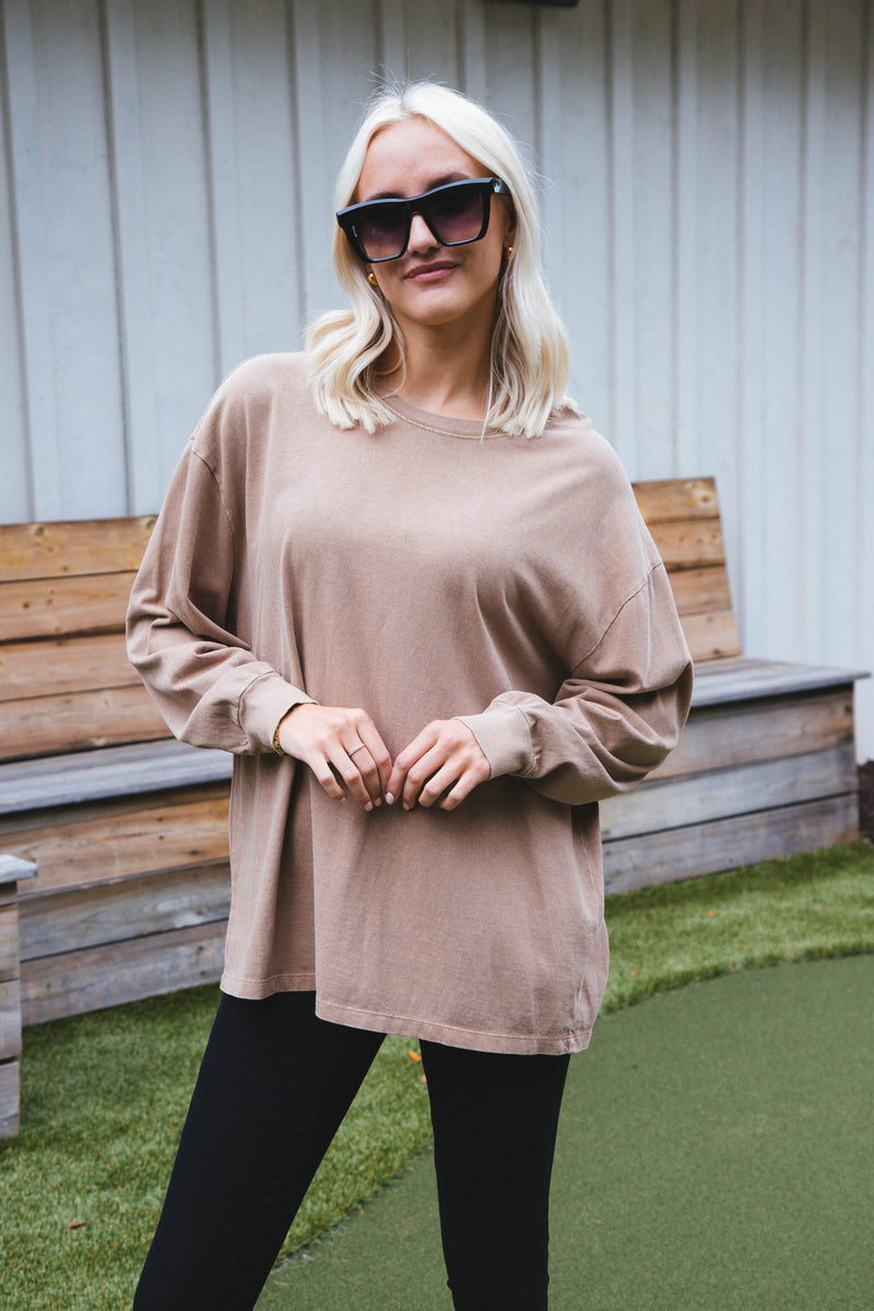 Orla Oversized Tee, Pale Brown