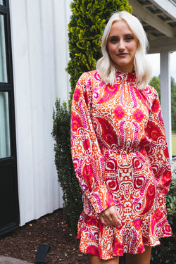 Ryatt Printed Dress, Magenta