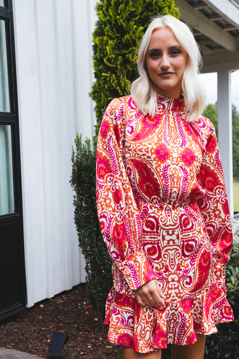 Ryatt Printed Dress, Magenta