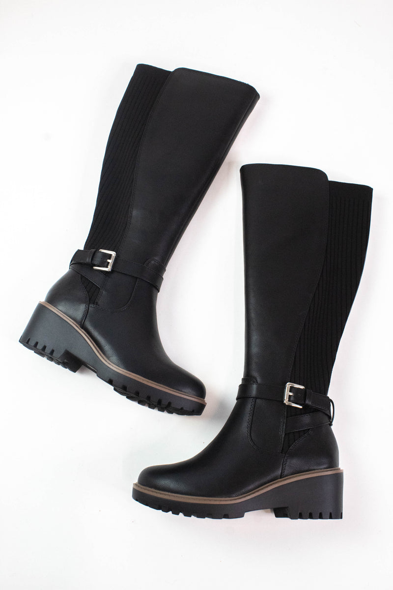 Zone Tall Knit Back Boot, Black