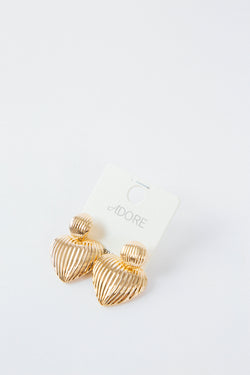 Double Heart Post Earring, Gold