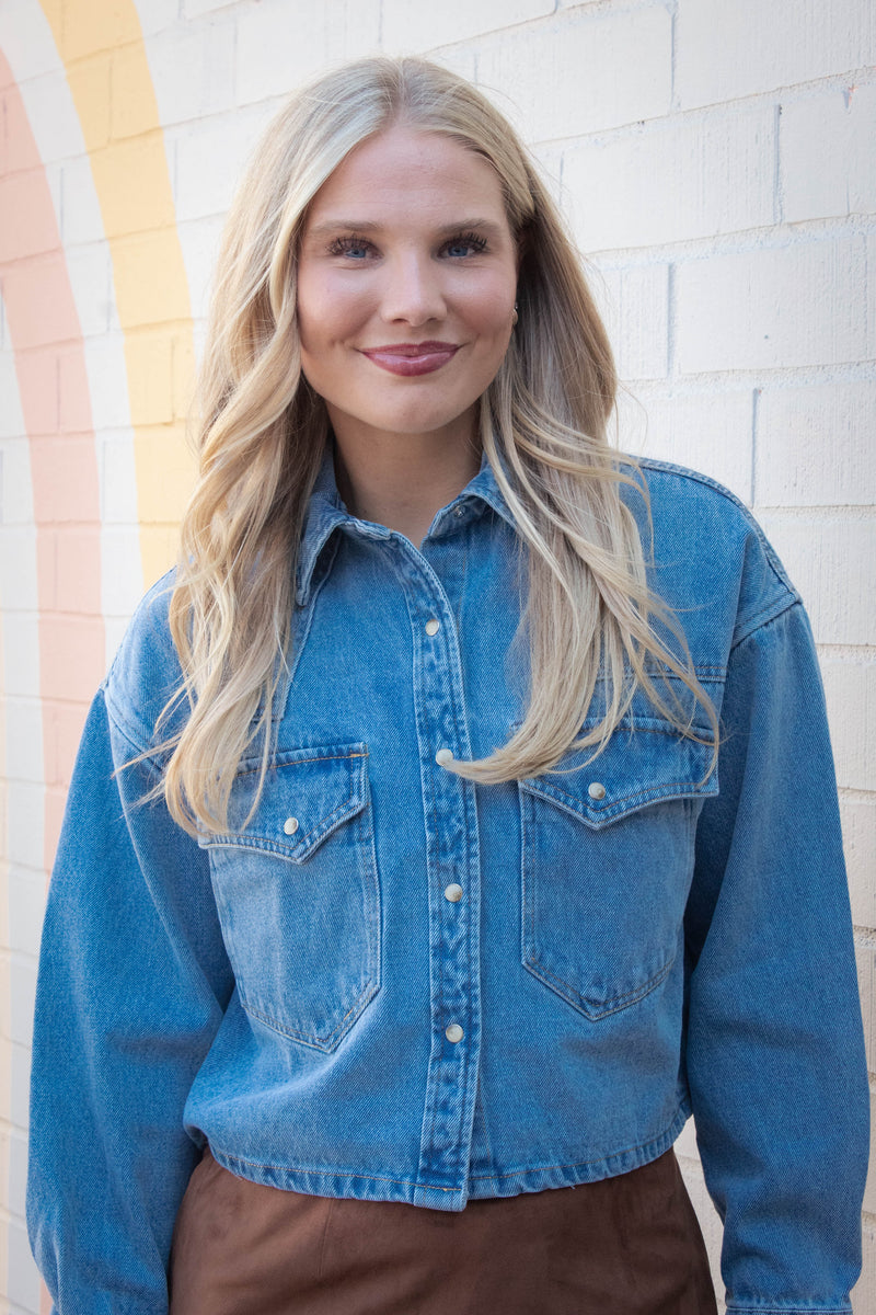Rafi Denim Top, Forever Blue | Steve Madden