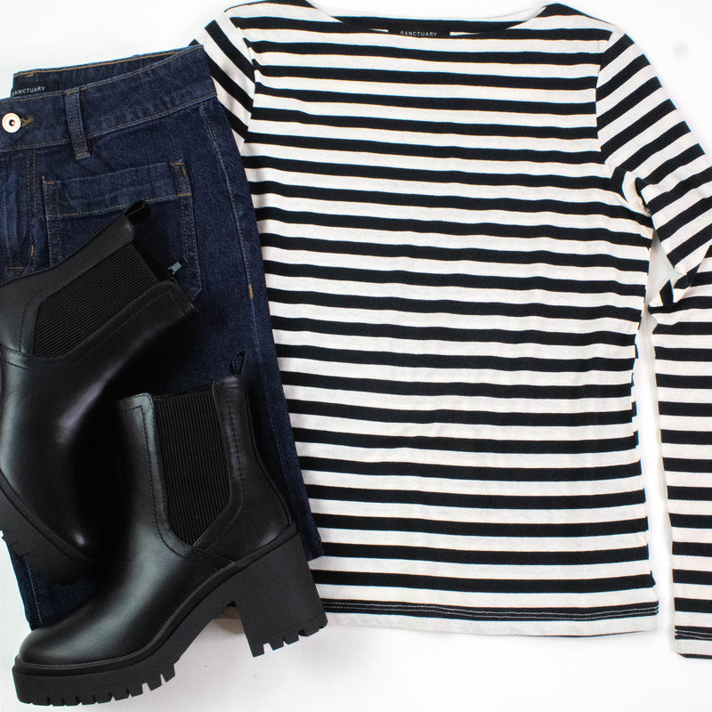 Bethel Boatneck Tee, Light Oat/Black Stripe | Sanctuary