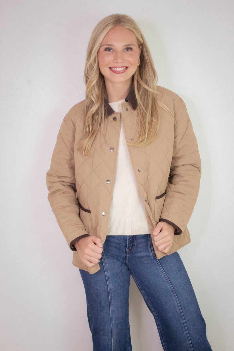 Cleo Quilted Puffer Work Jacket, Khaki