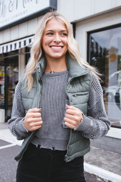 Perdita Puff Vest, Evergreen