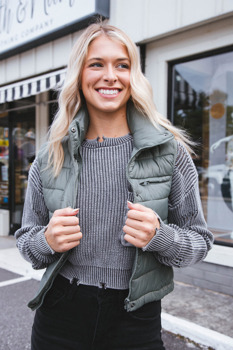 Perdita Puff Vest, Evergreen
