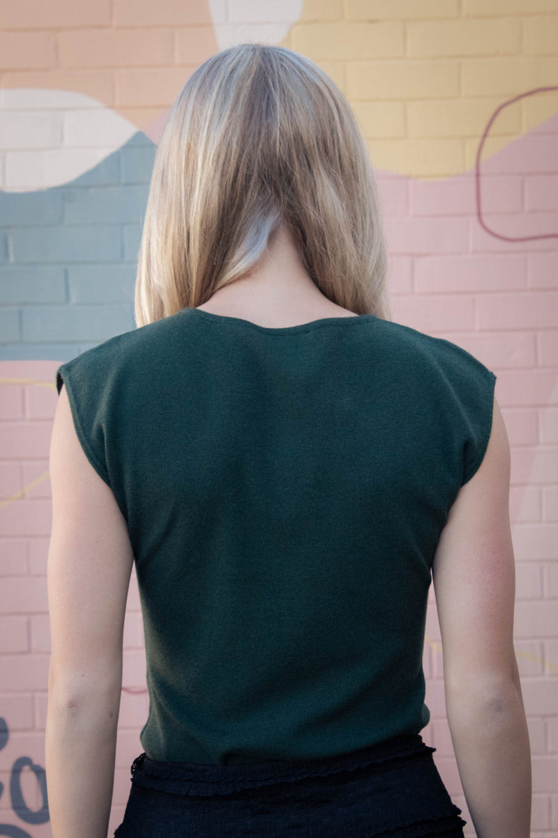 Nova Boat Neck Sleeveless Sweater, Sea Green