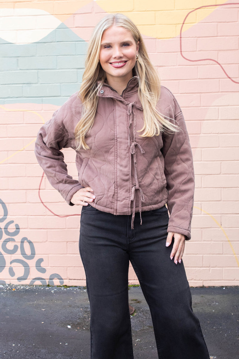 Leslie Washed Quilted Jacket, Brown