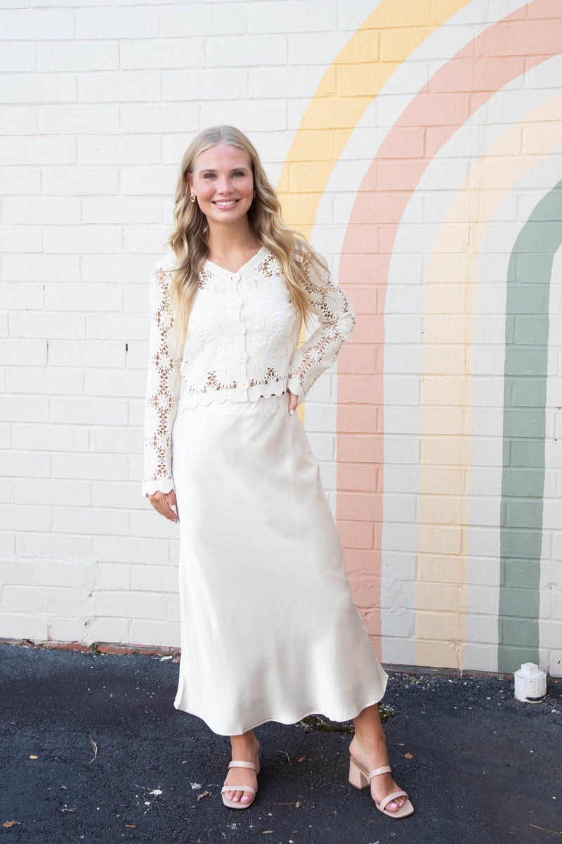 Brinley Satin Maxi Skirt, Alpaca