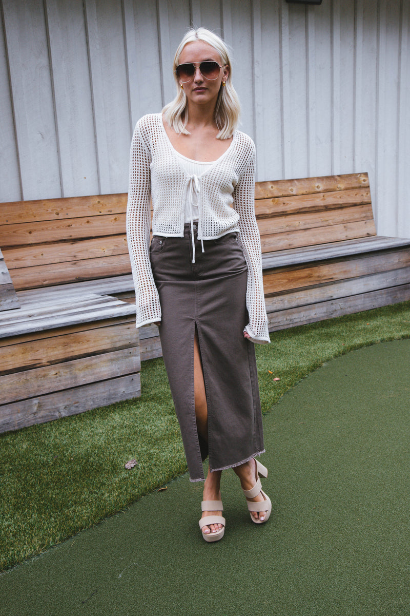 Sincerely Me Crochet Cardigan, Oatmeal