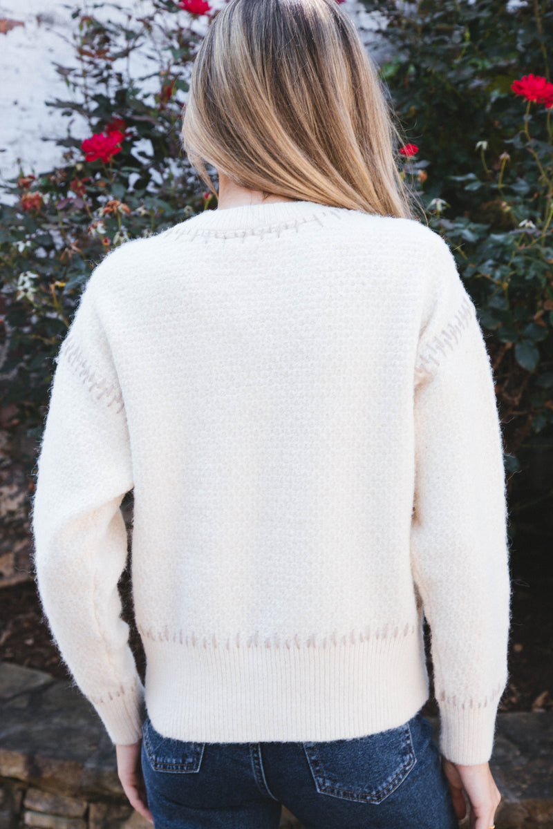 Lottie Stitch Detail Sweater, Cream Brown | RD Style