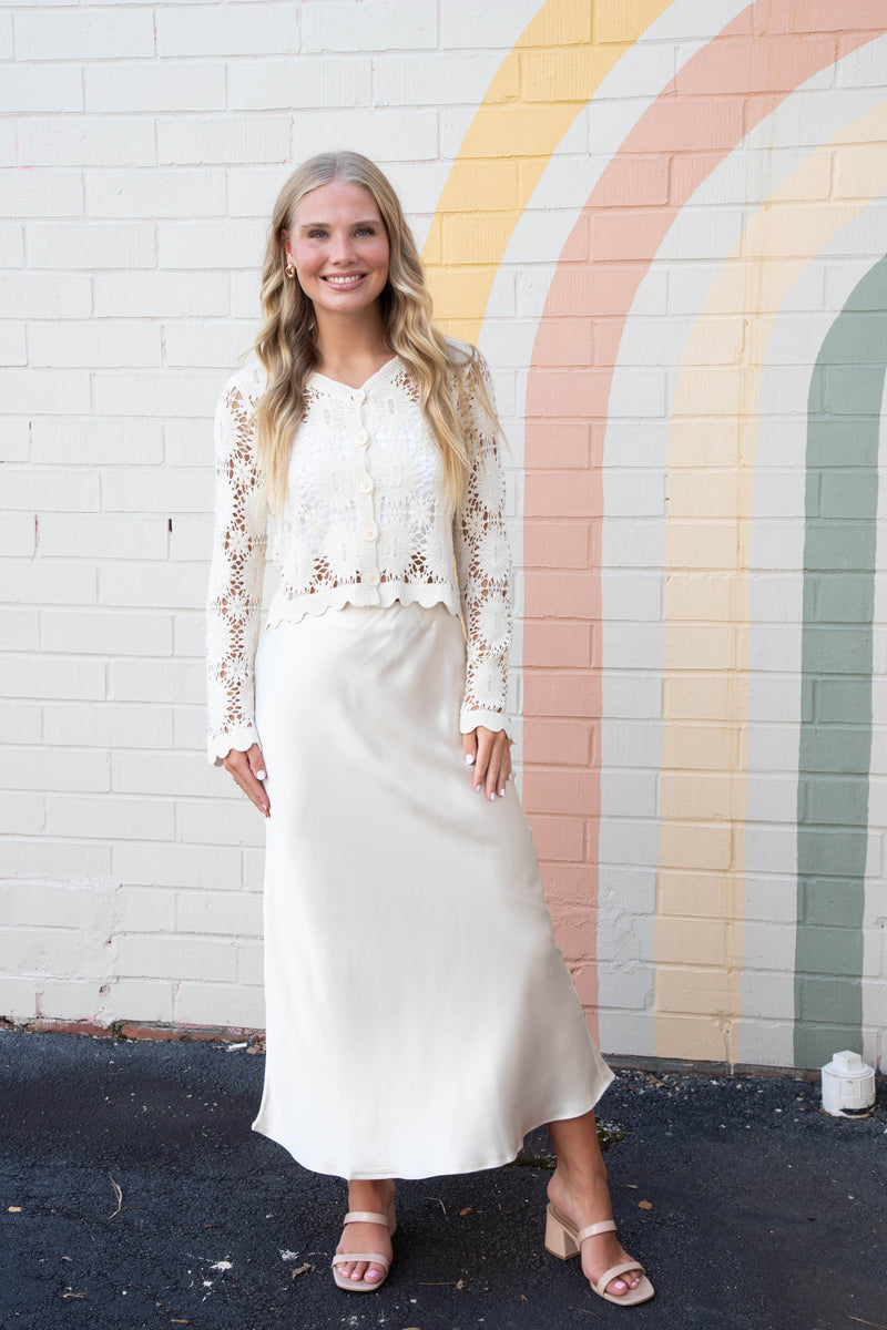 Brinley Satin Maxi Skirt, Alpaca