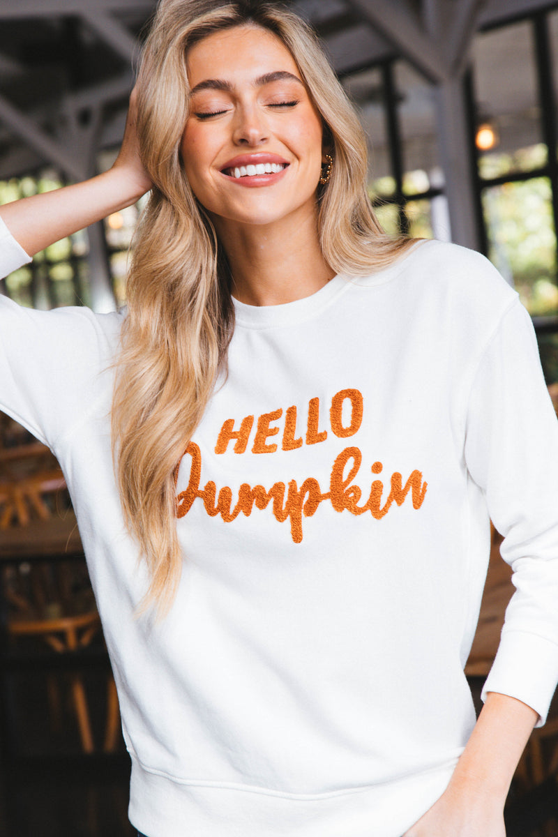 Blaire Hello Pumpkin Sweatshirt, White