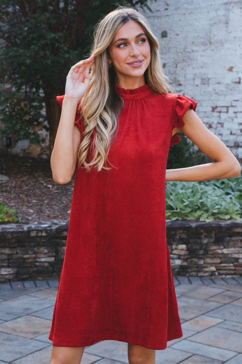 Santiago Suede Dress, Rust