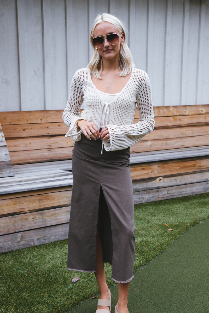 Sincerely Me Crochet Cardigan, Oatmeal