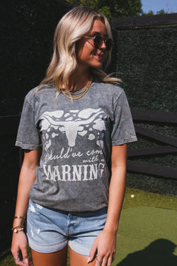 Should've Come With A Warning Graphic Tee, Stone Gray