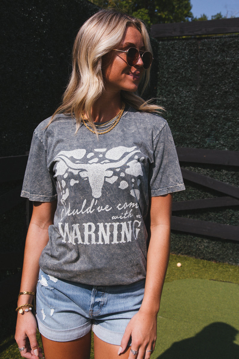 Should've Come With A Warning Graphic Tee, Stone Gray