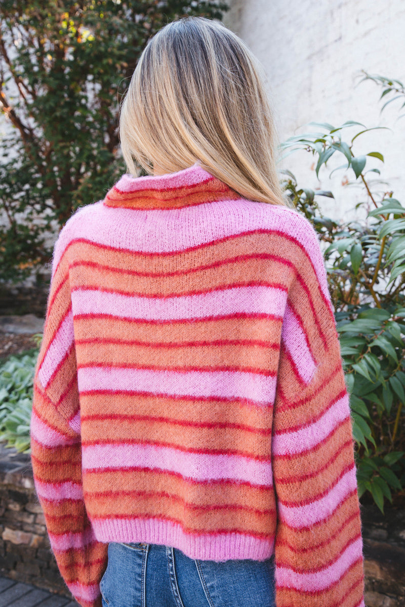 Hidden Gem Crop Sweater, Pink Rust
