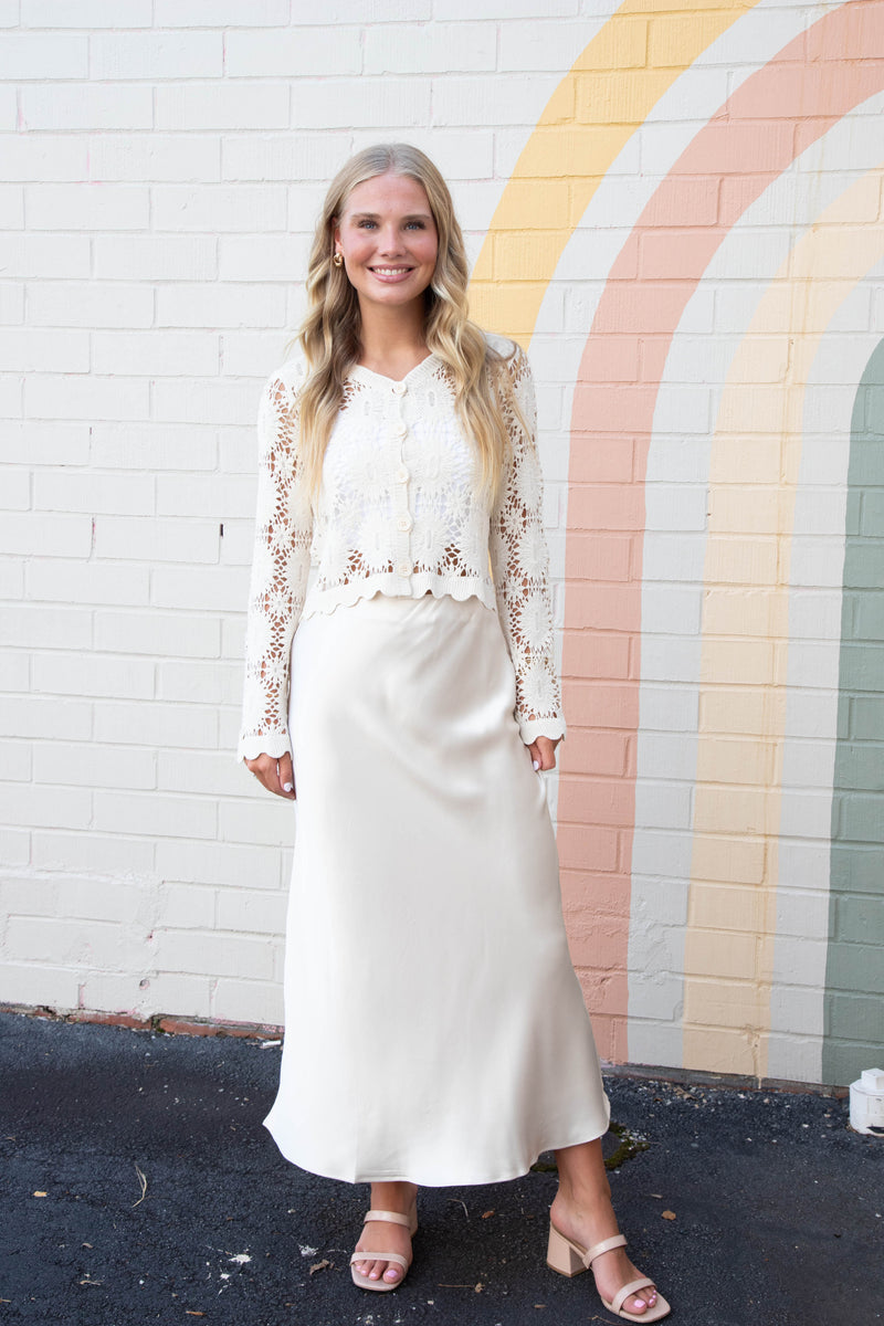 Brinley Satin Maxi Skirt, Alpaca