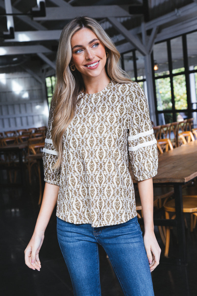 Mira Pleated Velvet Top, Taupe