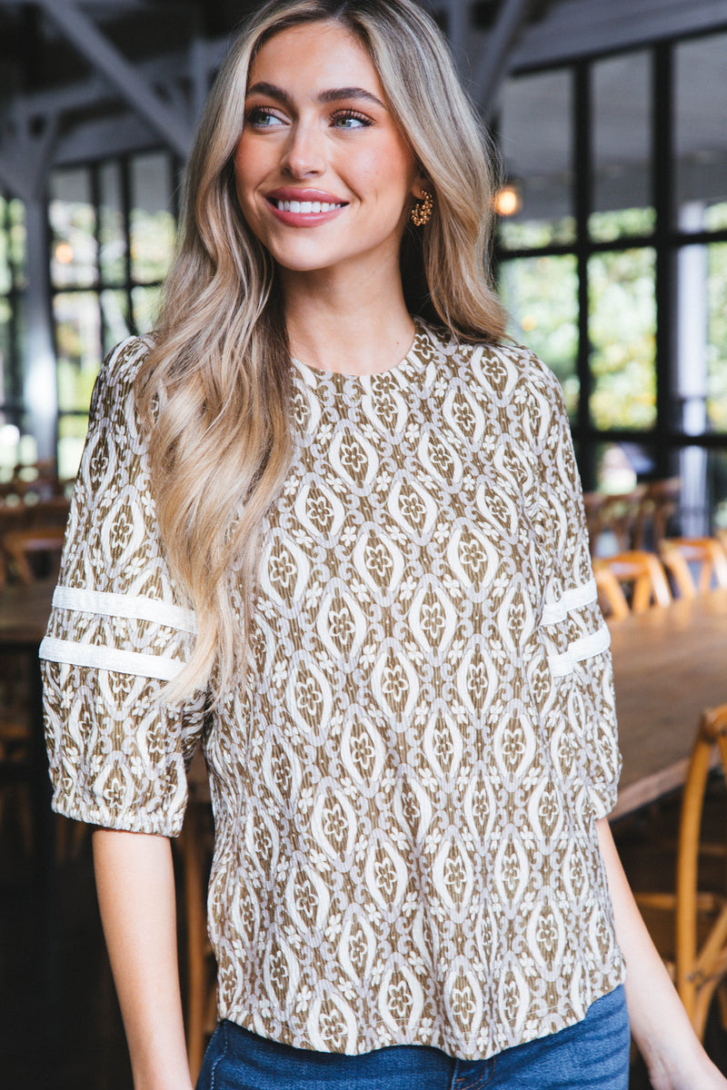 Mira Pleated Velvet Top, Taupe
