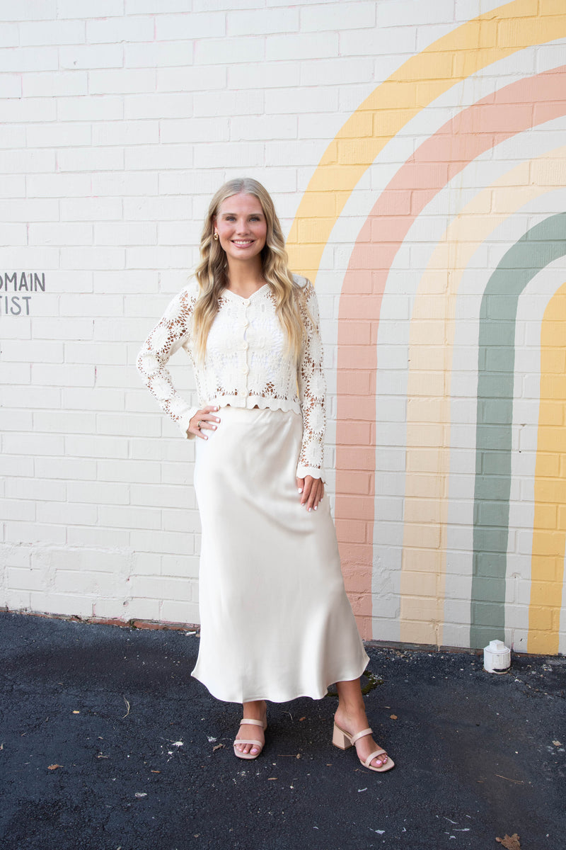 Brinley Satin Maxi Skirt, Alpaca