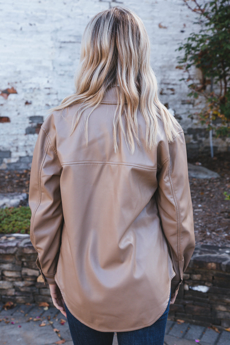 Eleanor Faux Leather Jacket, Tan | Velvet Heart