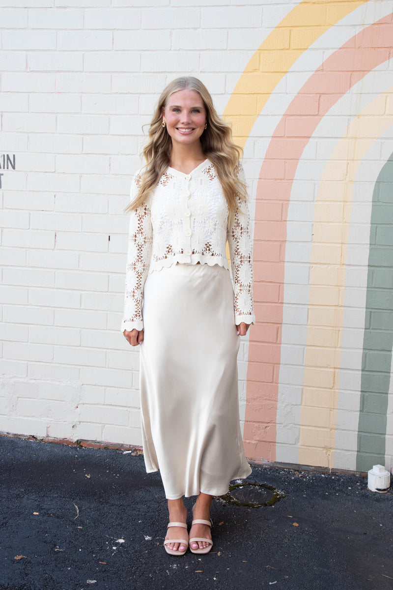 Brinley Satin Maxi Skirt, Alpaca