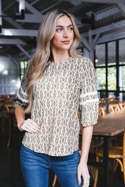 Mira Pleated Velvet Top, Taupe