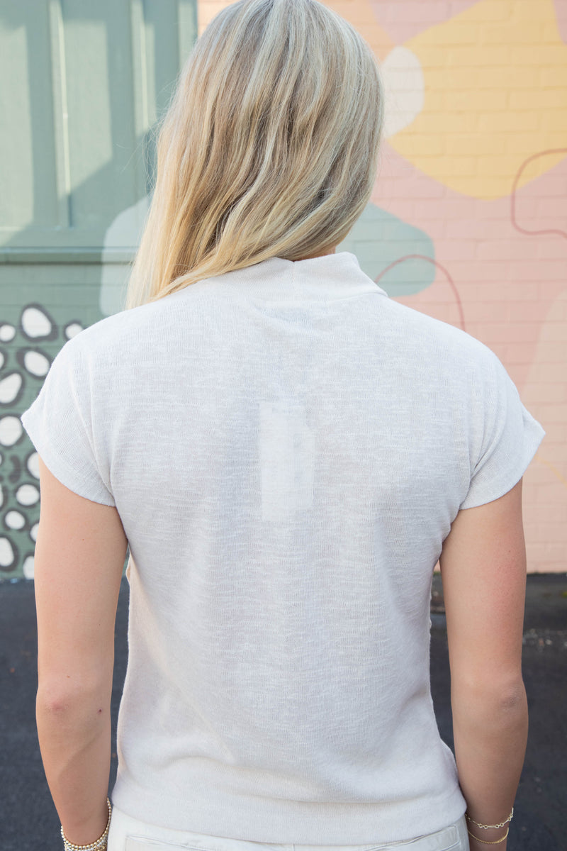 Florence Draped Mock Neck Top, Mother Of Pearl | Sanctuary