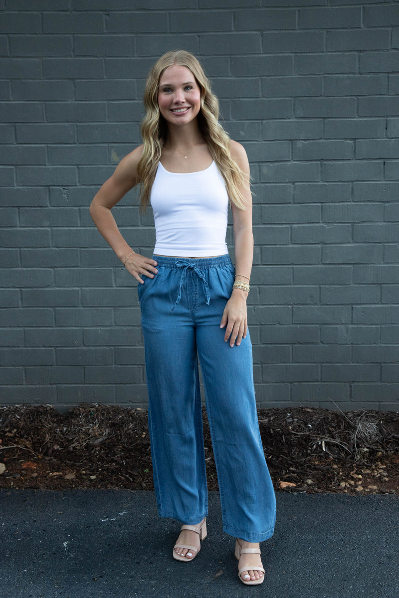 Lucille Double Layer Cropped Cami, White
