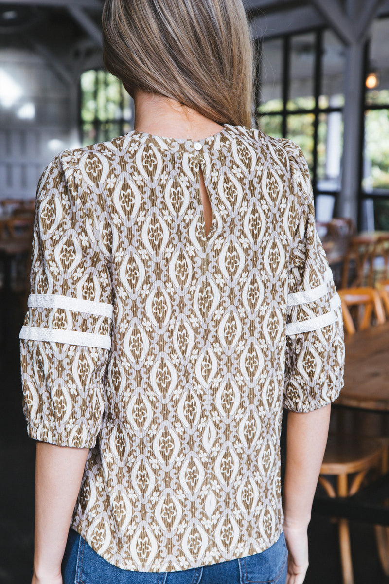 Mira Pleated Velvet Top, Taupe