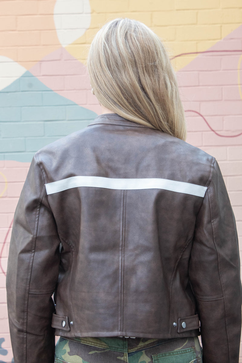 Emery Contrast Stripe Jacket, Brown