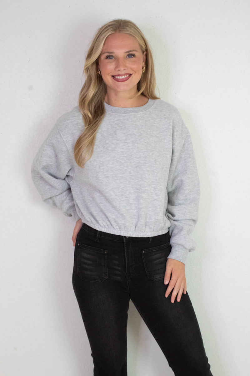 Hazel Bubble Hem Sweatshirt, Heather Gray