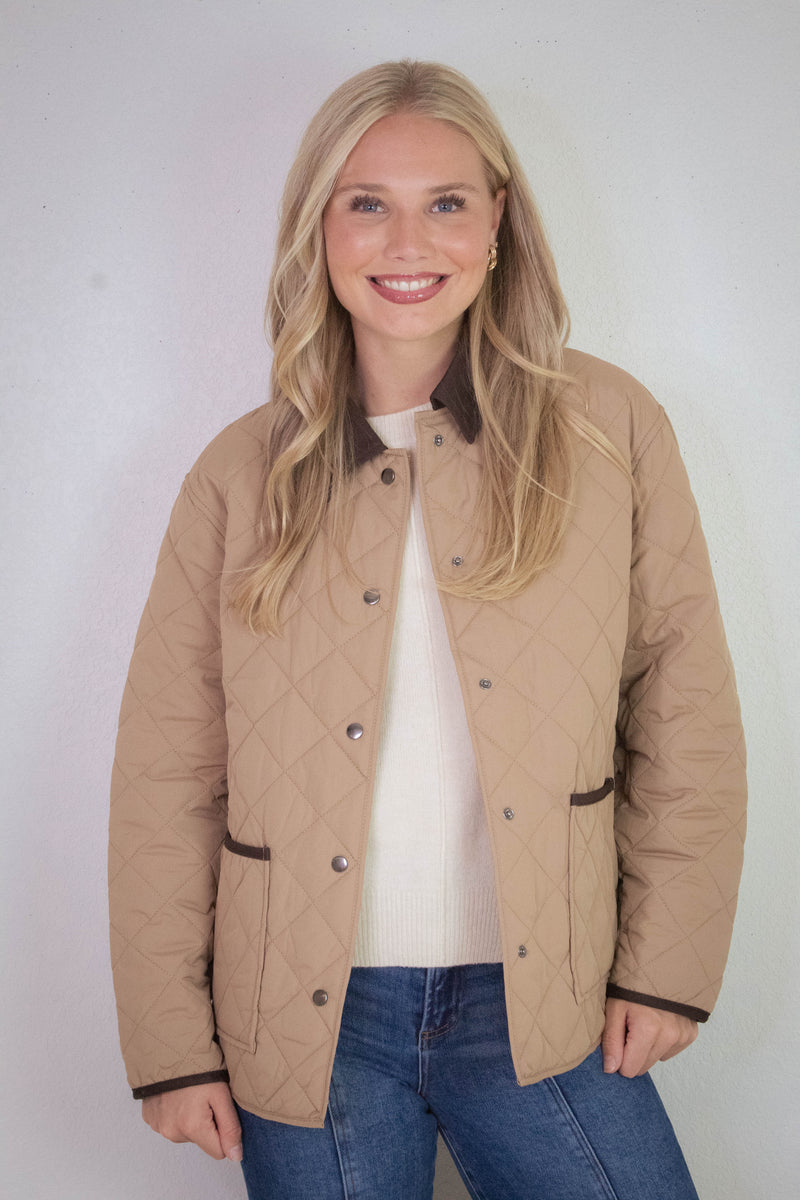 Cleo Quilted Puffer Work Jacket, Khaki