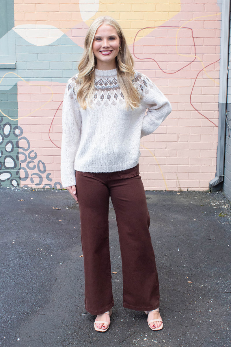 Margaret Fair Isle Pattern Sweater, Ivory Multi