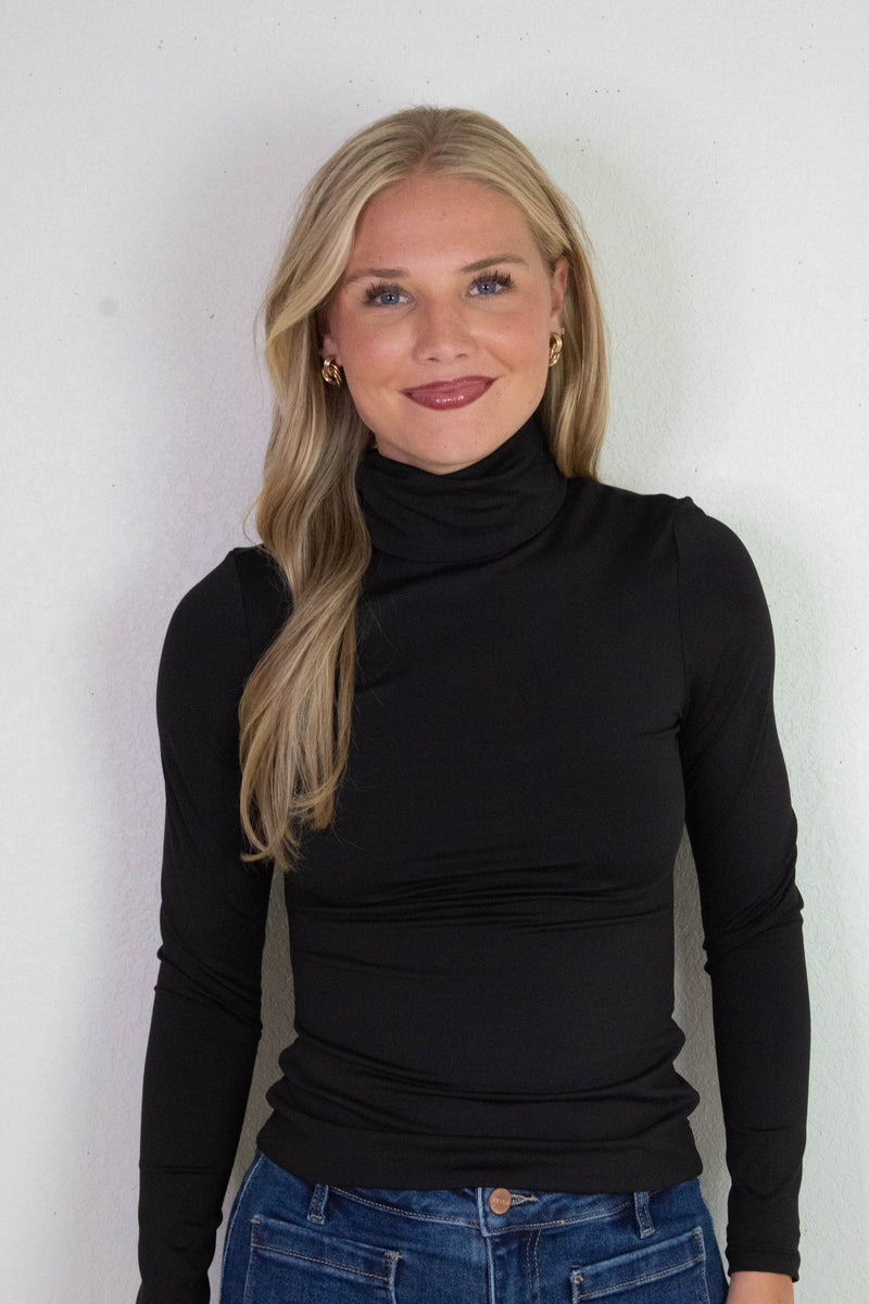 Teresa Turtle Neck Top, Black | RD Style