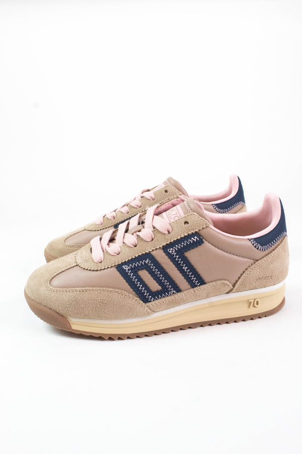 Jogger Sporty Vintage Sneaker, Camel Navy Pink | Back 70