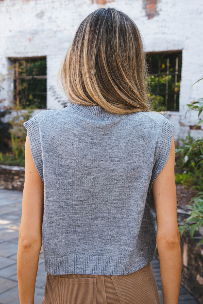 Mattie Lightweight Round Neck Sweater, Heather Grey