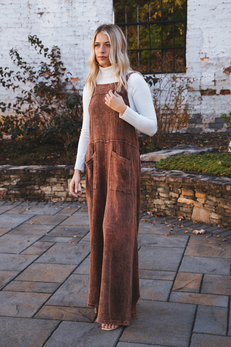 Caroline Vintage Cotton Overall, Rust
