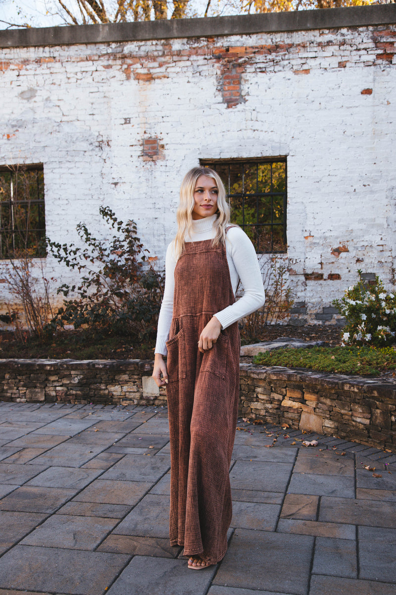 Caroline Vintage Cotton Overall, Rust