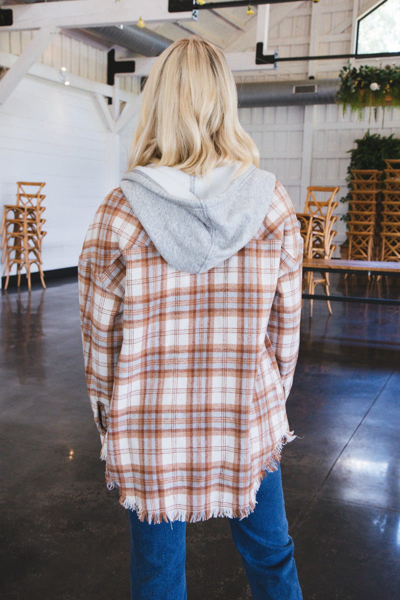Camrynn Oversized Plaid Jacket, Camel Mix | Extended Sizes