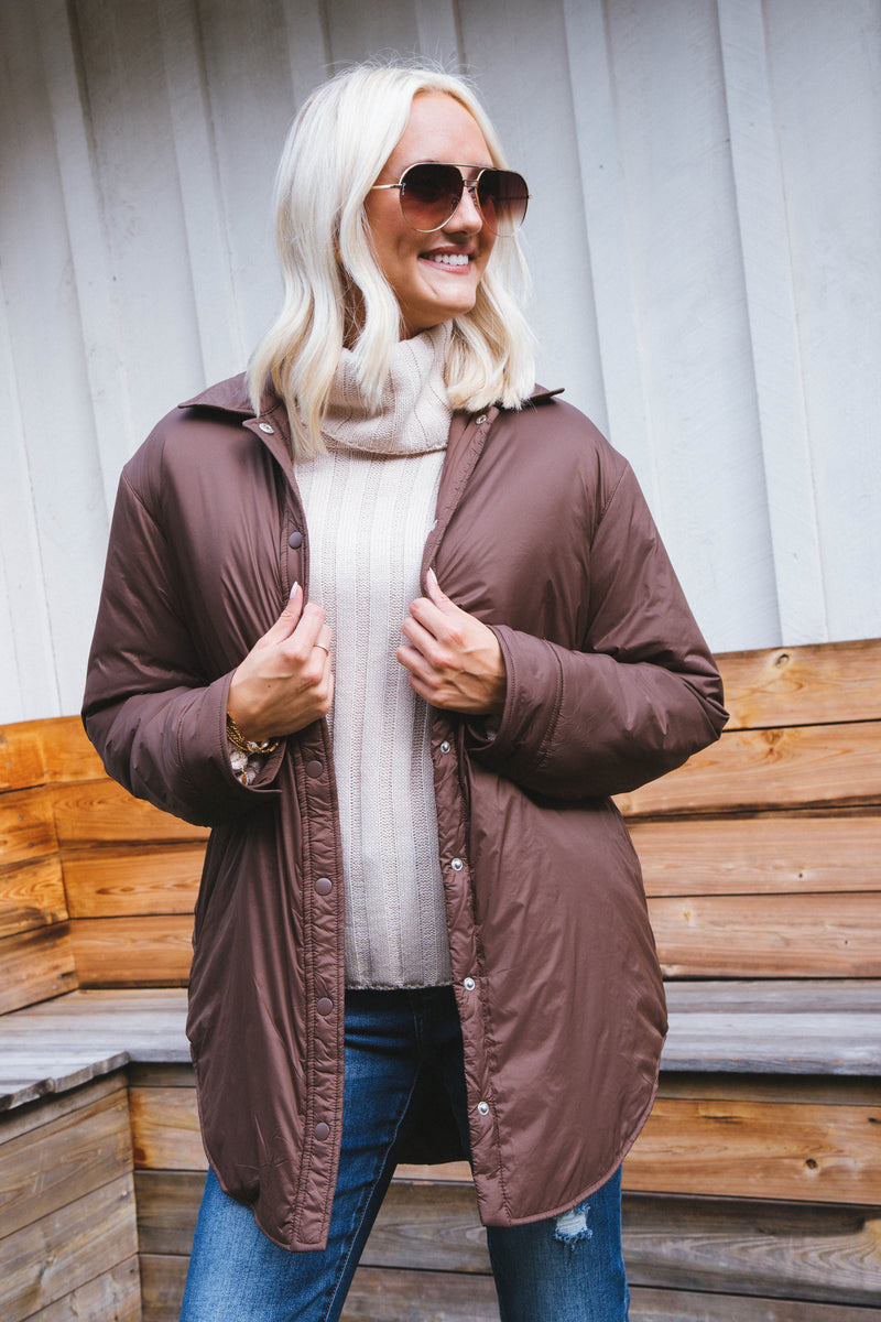 Bernice Puff Jacket, Brown | Velvet Heart