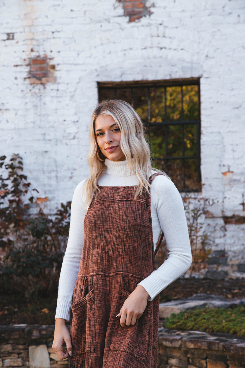 Caroline Vintage Cotton Overall, Rust