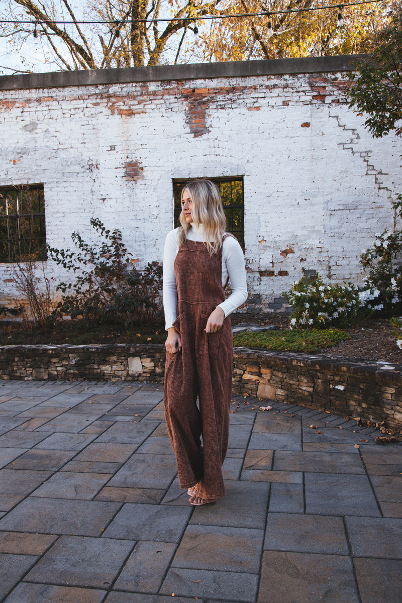 Caroline Vintage Cotton Overall, Rust