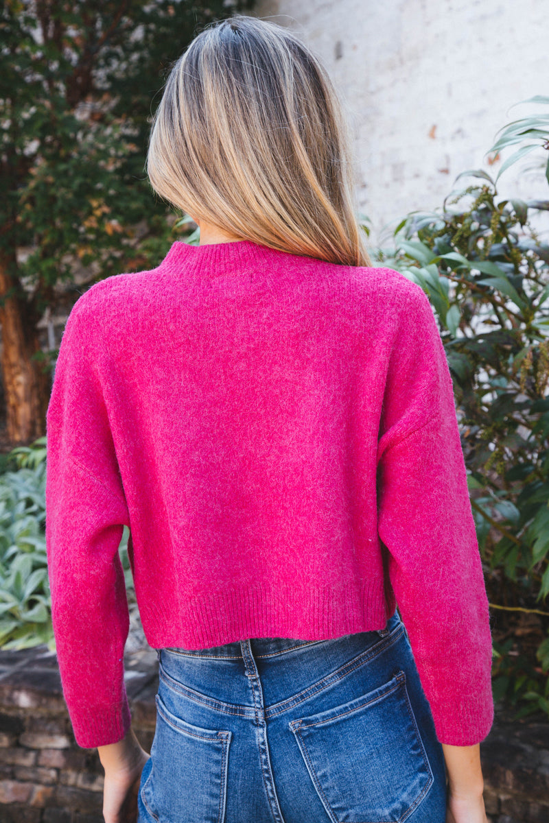 On Repeat Cropped Sweater, Fuchsia